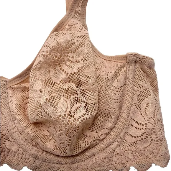 Wacoa Soft Sense Lace Underwire Bra 32D Rose Dust - Picture 8 of 8